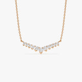 14k V Prong Chevron Diamond Necklace 14K Rose Gold Ferkos Fine Jewelry