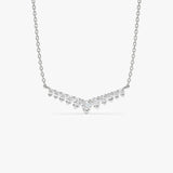 14k V Prong Chevron Diamond Necklace 14K White Gold Ferkos Fine Jewelry