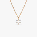 14K Gold Star of David Diamond Necklace 14K Rose Gold Ferkos Fine Jewelry