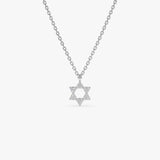 14K Gold Star of David Diamond Necklace 14K White Gold Ferkos Fine Jewelry