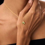 14K Asscher Cut Bezel Set Peridot Necklace Ferkos Fine Jewelry
