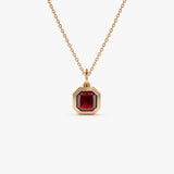 14K Asscher Cut Bezel Set Garnet Necklace Ferkos Fine Jewelry