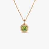 14K Asscher Cut Bezel Set Peridot Necklace Ferkos Fine Jewelry