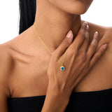 14K Asscher Cut Bezel Set London Blue Topaz Necklace Ferkos Fine Jewelry