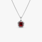 14K Asscher Cut Bezel Set Garnet Necklace Ferkos Fine Jewelry