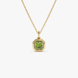 14K Asscher Cut Bezel Set Peridot Necklace 14K Gold Ferkos Fine Jewelry