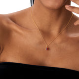 14K Cushion Cut Garnet Solitaire Necklace Ferkos Fine Jewelry