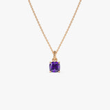 14K Cushion Cut Amethyst Solitaire Necklace Ferkos Fine Jewelry