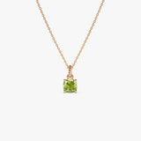14K Cushion Cut Peridot Solitaire Necklace Ferkos Fine Jewelry