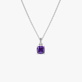 14K Cushion Cut Amethyst Solitaire Necklace Ferkos Fine Jewelry