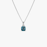 14K Cushion Cut London Blue Topaz Solitaire Necklace Ferkos Fine Jewelry