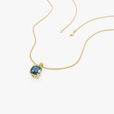 14K Cushion Cut London Blue Topaz Solitaire Necklace Ferkos Fine Jewelry