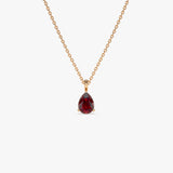 14k Pear Shape Garnet Solitaire Necklace Ferkos Fine Jewelry