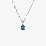 14k Pear Shape London Blue Topaz Solitaire Necklace Ferkos Fine Jewelry