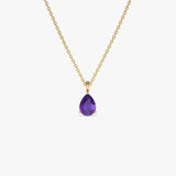 14k Pear Shape Amethyst Solitaire Necklace 14K Gold Ferkos Fine Jewelry
