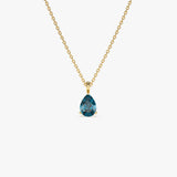 14k Pear Shape London Blue Topaz Solitaire Necklace 14K Gold Ferkos Fine Jewelry