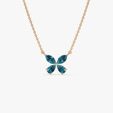 14K Gold London Blue Topaz Butterfly Necklace Ferkos Fine Jewelry