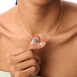 14K Gold London Blue Topaz Butterfly Necklace Ferkos Fine Jewelry