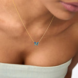 14K Gold London Blue Topaz Butterfly Necklace Ferkos Fine Jewelry