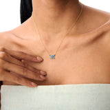 14K Gold London Blue Topaz Butterfly Necklace Ferkos Fine Jewelry