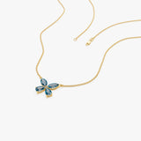 14K Gold London Blue Topaz Butterfly Necklace Ferkos Fine Jewelry