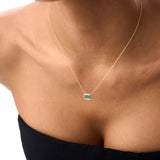 14K Gold 1.25 ctw Emerald Cut Bezel Setting Blue Topaz Ferkos Fine Jewelry