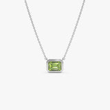 14K Gold 1.15 ctw Emerald Cut Bezel Setting Peridot Ferkos Fine Jewelry
