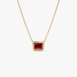 14K Gold 0.95 ctw Emerald Cut Bezel Setting Garnet 14K Gold Ferkos Fine Jewelry