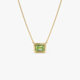 14K Gold 1.15 ctw Emerald Cut Bezel Setting Peridot 14K Gold Ferkos Fine Jewelry