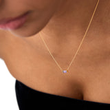 14Kt Gold Baguette Amethyst Dainty Birthstone Necklace Ferkos Fine Jewelry