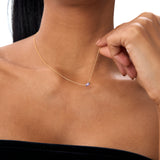 14Kt Gold Baguette Amethyst Dainty Birthstone Necklace Ferkos Fine Jewelry