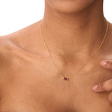 14Kt Gold Baguette Garnet Dainty Birthstone Necklace Ferkos Fine Jewelry