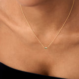 14Kt Gold Baguette Peridot Dainty Birthstone Necklace Ferkos Fine Jewelry