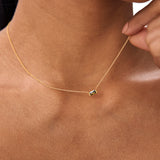 14Kt Gold Baguette Peridot Dainty Birthstone Necklace Ferkos Fine Jewelry