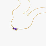 14Kt Gold Baguette Amethyst Dainty Birthstone Necklace Ferkos Fine Jewelry