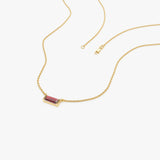 14Kt Gold Baguette Garnet Dainty Birthstone Necklace Ferkos Fine Jewelry