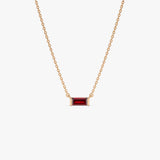 14Kt Gold Baguette Garnet Dainty Birthstone Necklace Ferkos Fine Jewelry