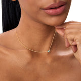 14Kt Gold Baguette London Blue Topaz Dainty Birthstone Necklace Ferkos Fine Jewelry