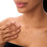 14Kt Gold Baguette London Blue Topaz Dainty Birthstone Necklace Ferkos Fine Jewelry