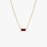 14Kt Gold Baguette Garnet Dainty Birthstone Necklace 14K Gold Ferkos Fine Jewelry