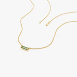 14Kt Gold Baguette Peridot Dainty Birthstone Necklace Ferkos Fine Jewelry