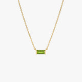14Kt Gold Baguette Peridot Dainty Birthstone Necklace 14K Gold Ferkos Fine Jewelry