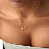 14K Gold Garnet Flower Necklace Ferkos Fine Jewelry