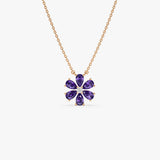 14K Gold Amethyst Flower Necklace Ferkos Fine Jewelry