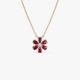 14K Gold Garnet Flower Necklace Ferkos Fine Jewelry