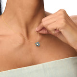 14K Gold London Blue Topaz Flower Necklace Ferkos Fine Jewelry