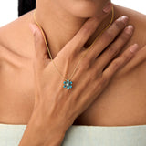 14K Gold London Blue Topaz Flower Necklace Ferkos Fine Jewelry