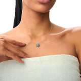 14K Gold London Blue Topaz Flower Necklace Ferkos Fine Jewelry