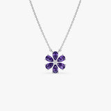 14K Gold Amethyst Flower Necklace Ferkos Fine Jewelry