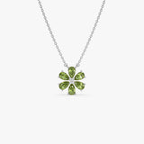 14K Gold Peridot Flower Necklace Ferkos Fine Jewelry